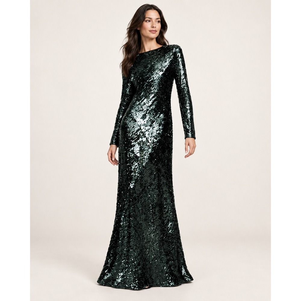 Banana Republic Womens Bias Cut Sequin Maxi Dress S Green NEW Formal Elegant